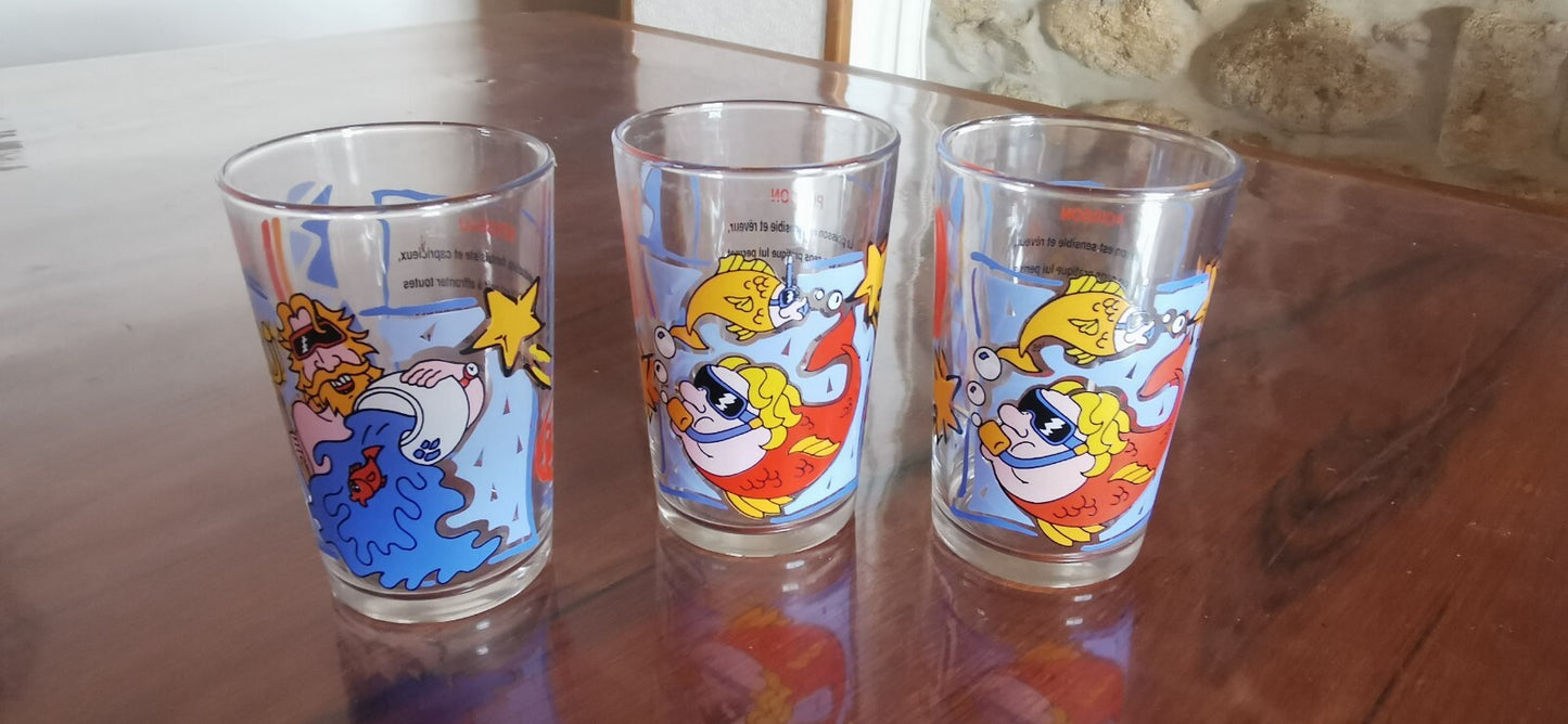Lot of 10 Antique Amora Mustard Glasses in Good Condition, Including a Goldorak