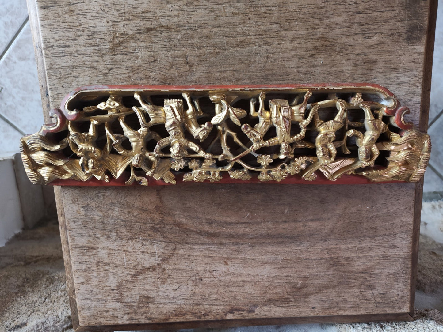 High Relief, Carved Gilded Wood, Asia, 19th Century