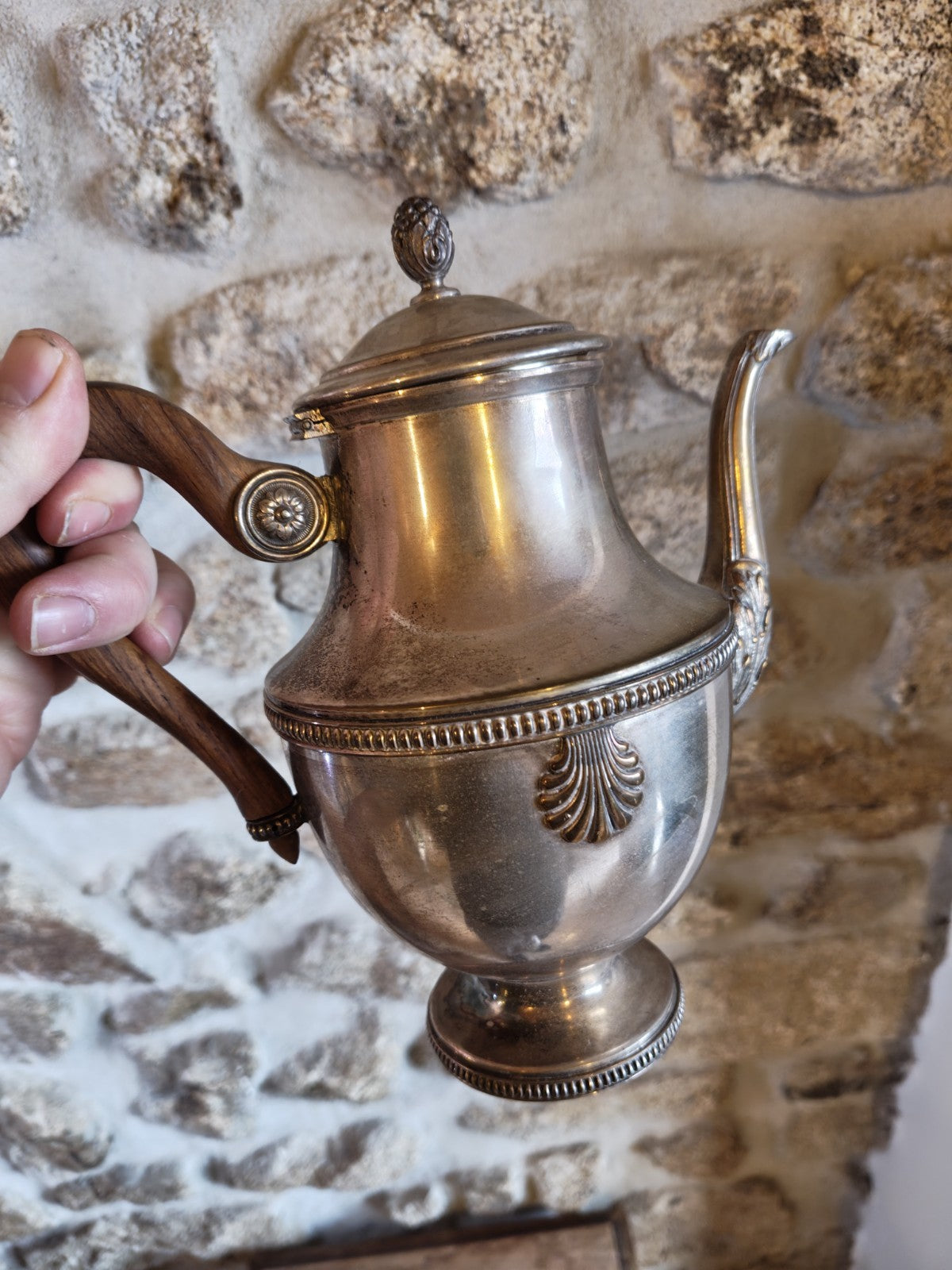 Silver-Plated Metal Teapot Set with Small Creamer