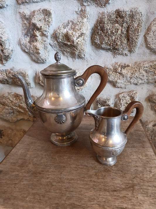 Silver-Plated Metal Teapot Set with Small Creamer