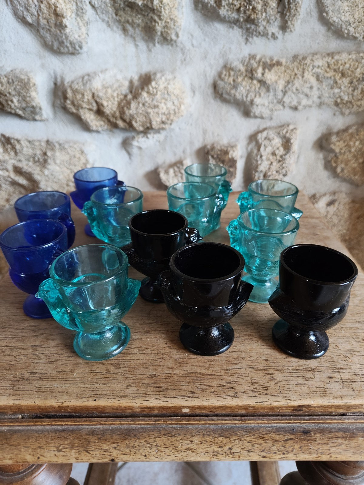 Lot of Vintage French Egg Cups, Hen Shape