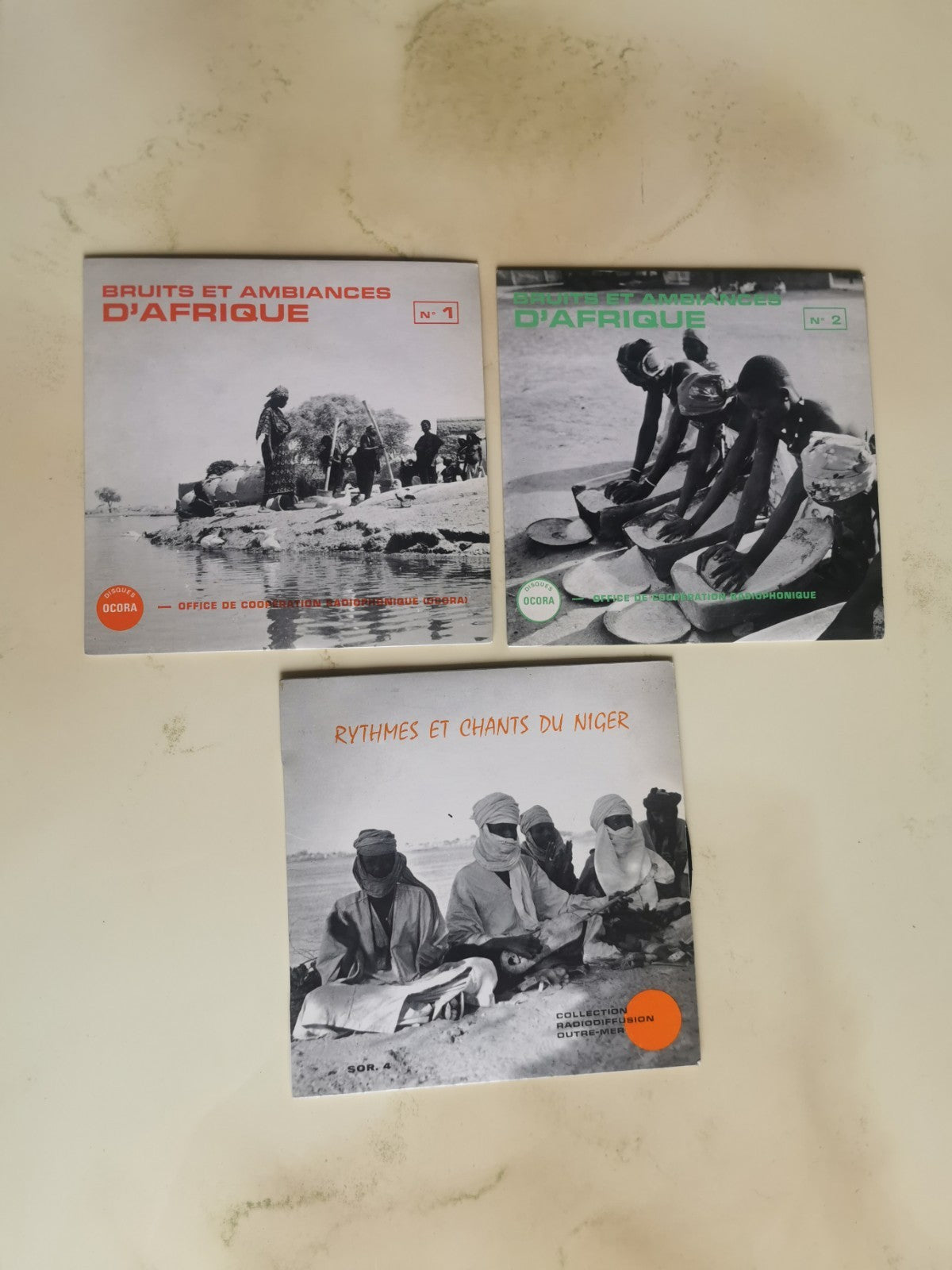 Lot of 3 Vinyl 45s, African Sounds & Atmospheres 1 & 2 and Rhythms...