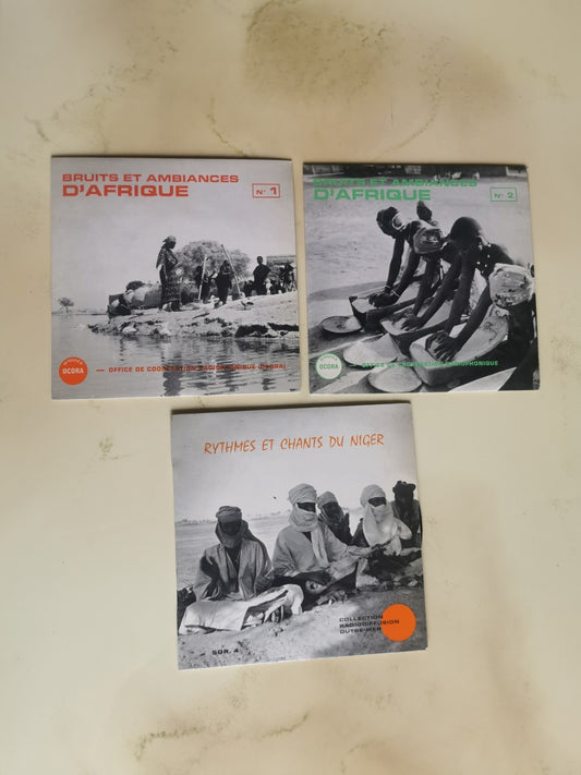 Lot of 3 Vinyl 45s, African Sounds & Atmospheres 1 & 2 and Rhythms...