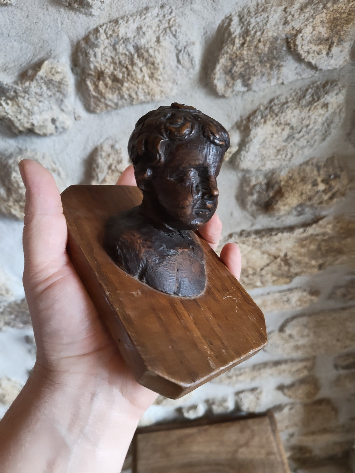 19th Century Wood Cherub Head
