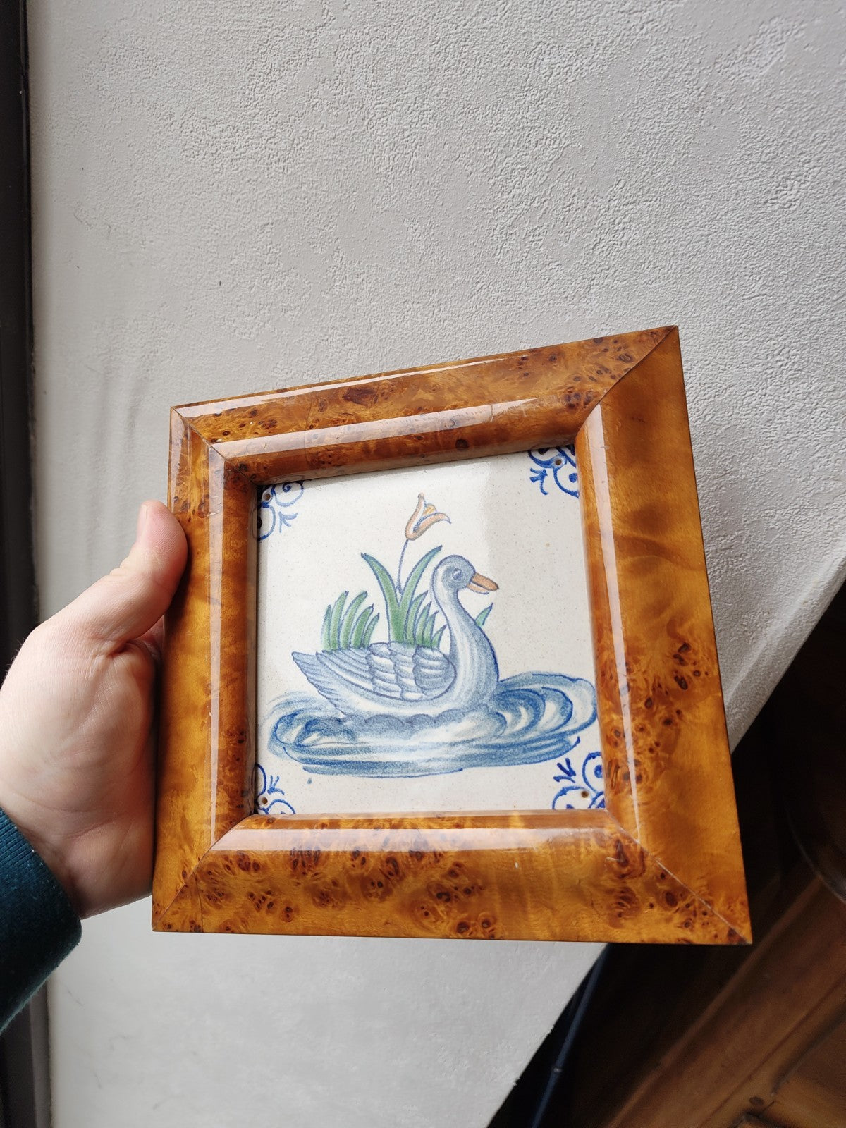 Hand-Painted 19th Century Tile, Delft? Blue, Antique