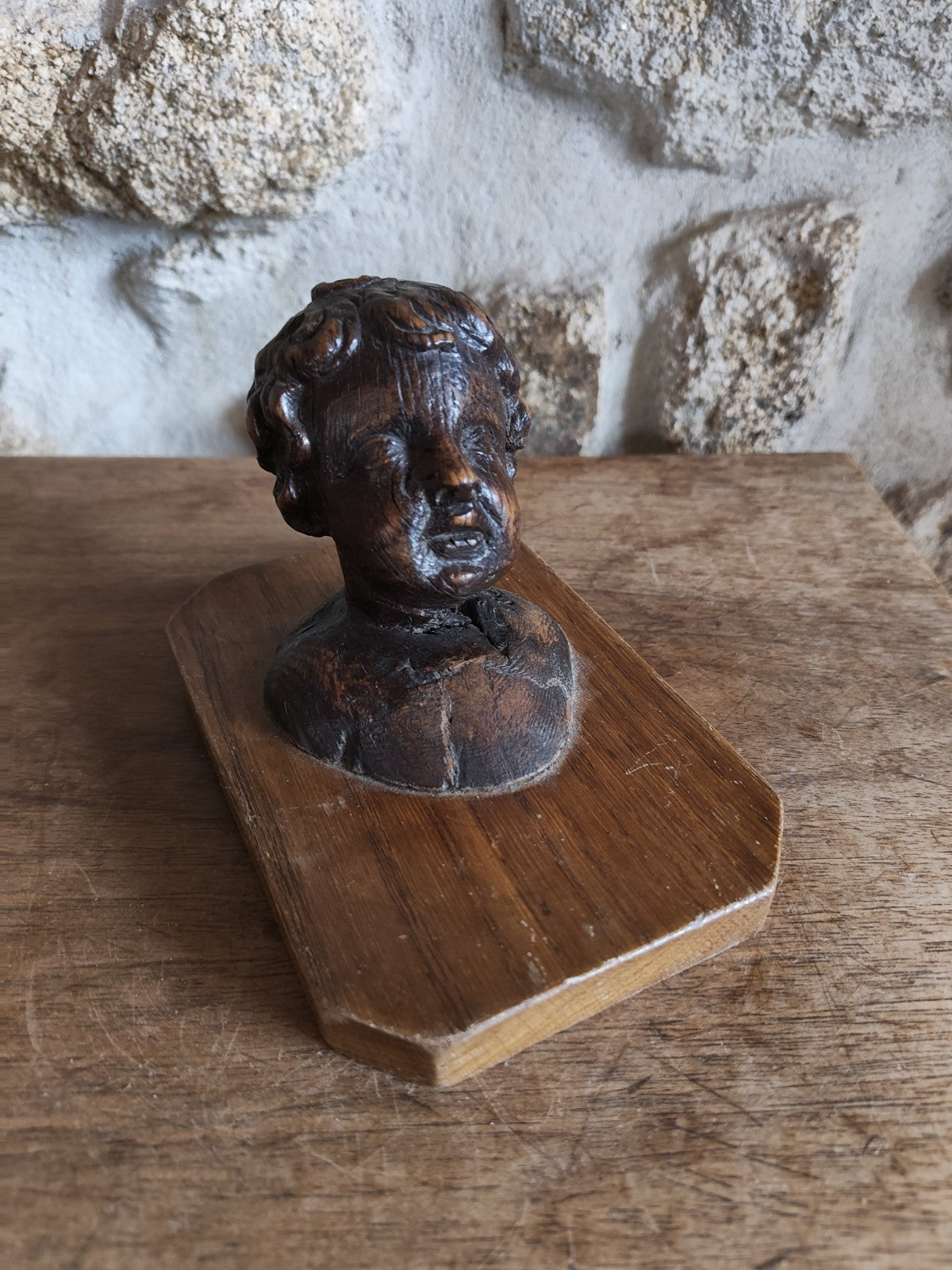 19th Century Wood Cherub Head