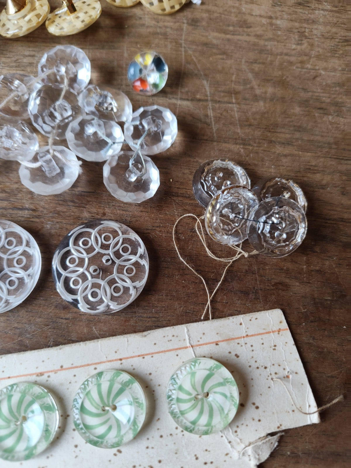 Lot of French Haberdashery Transparent Buttons with Decorations