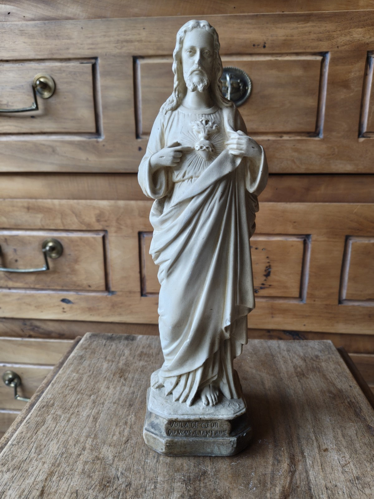 Christ Sacred Heart Statue, Plaster, Devotional Object, Religion, Catholic