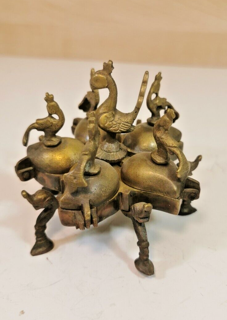 Magnificent Bronze Makeup Box, or Indian Spice Box, Peacock Bird