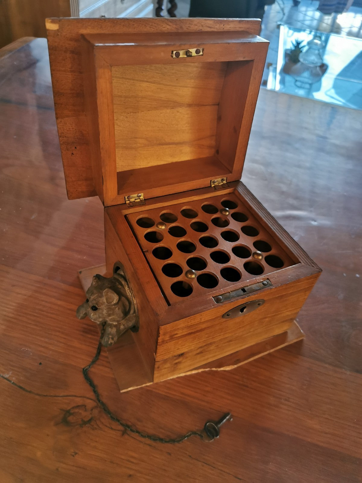 Superb Cigar Box / Humidor, Dog Kennel Design, French Made, circa 1880