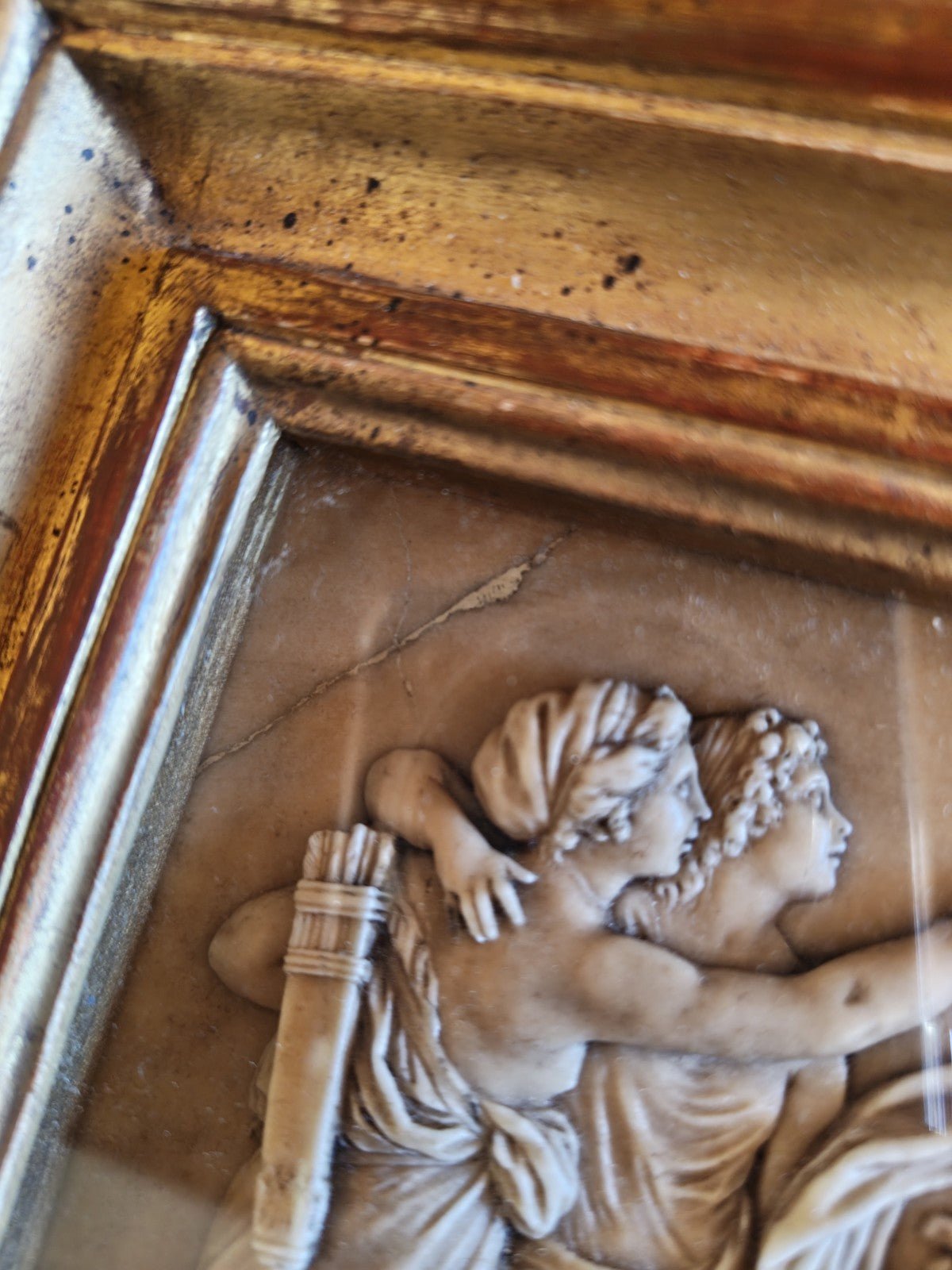 Superb Framed Antique Marble Bas-Relief