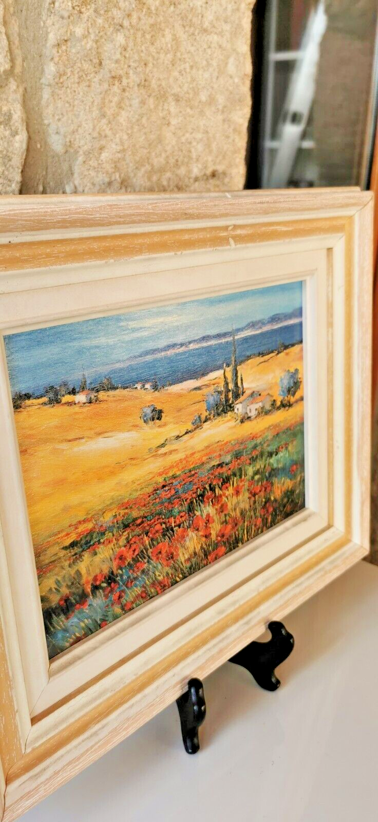 Painting of a House and Fields with Sea View