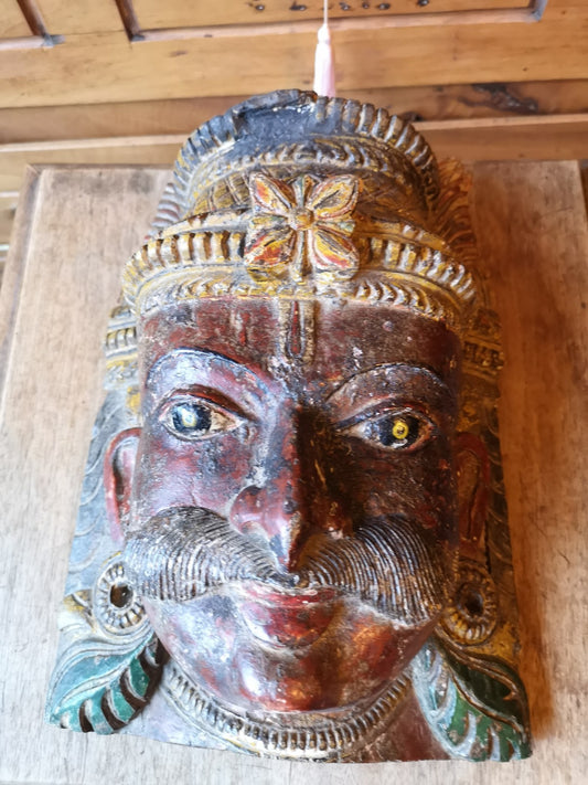 Superb Antique Indonesian Wooden Head, Decoration