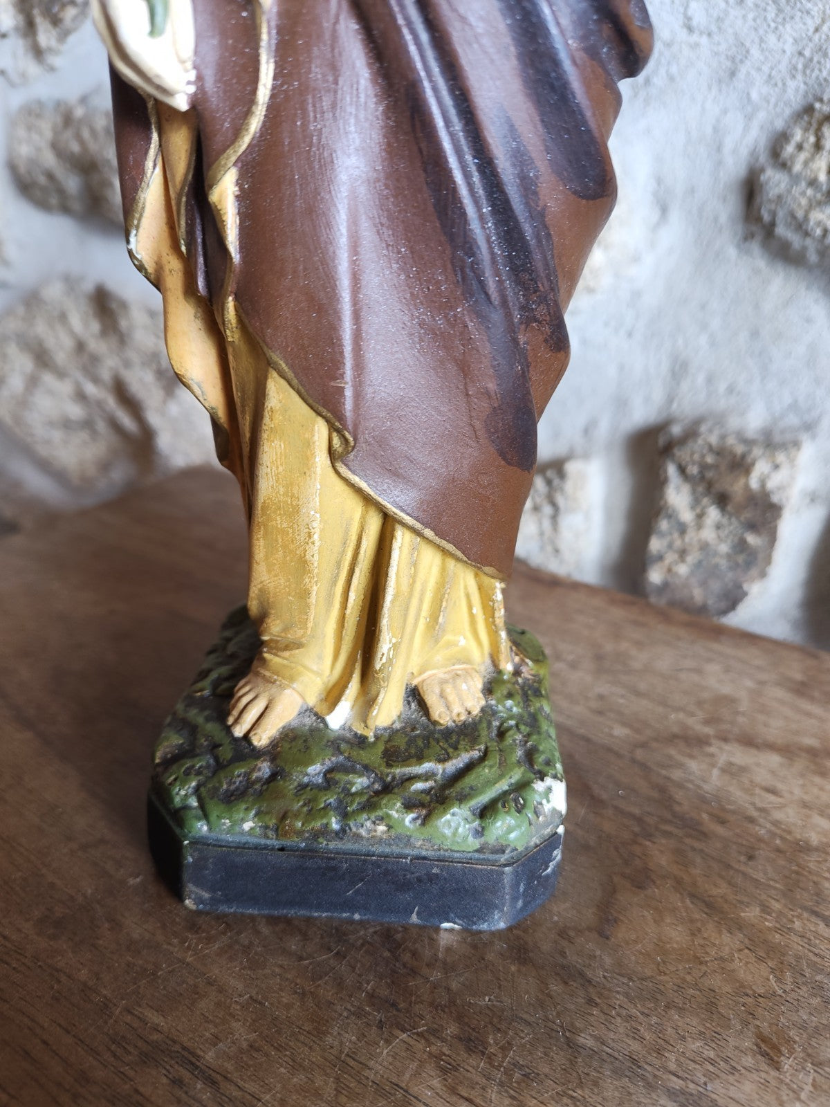 SAINT JOSEPH and Child Statue, Plaster, Antique, Signed CORNEILLE TOULOUSE