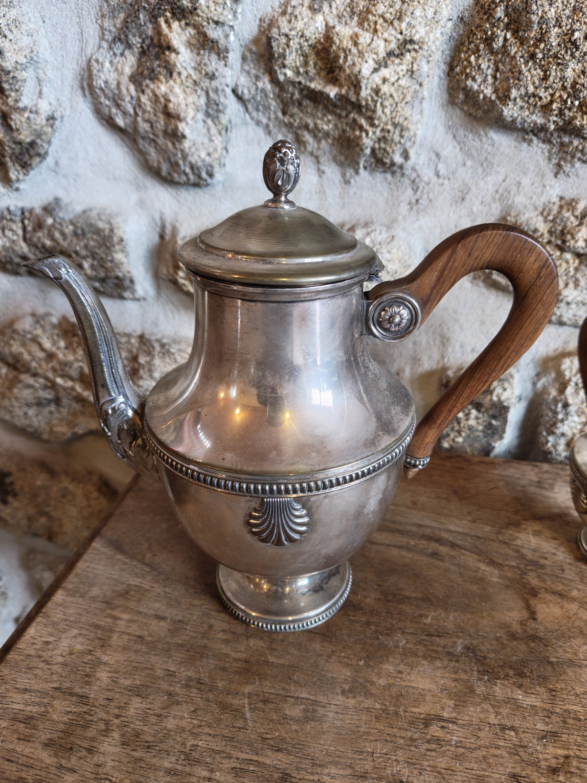 Silver-Plated Metal Teapot Set with Small Creamer