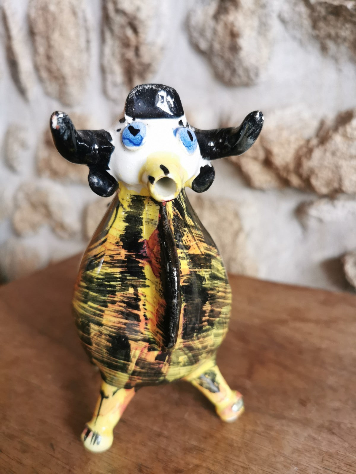 Charming Zoomorphic Oil Pitcher Cow/Bull Ceramic from Southern FRANCE...