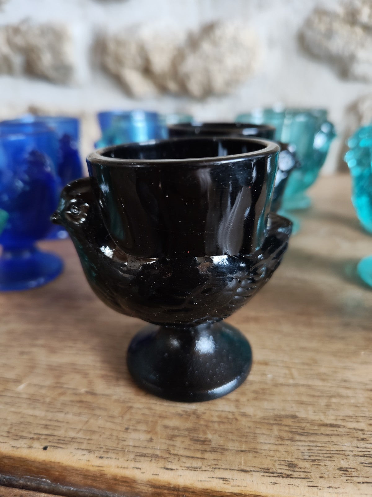 Lot of Vintage French Egg Cups, Hen Shape
