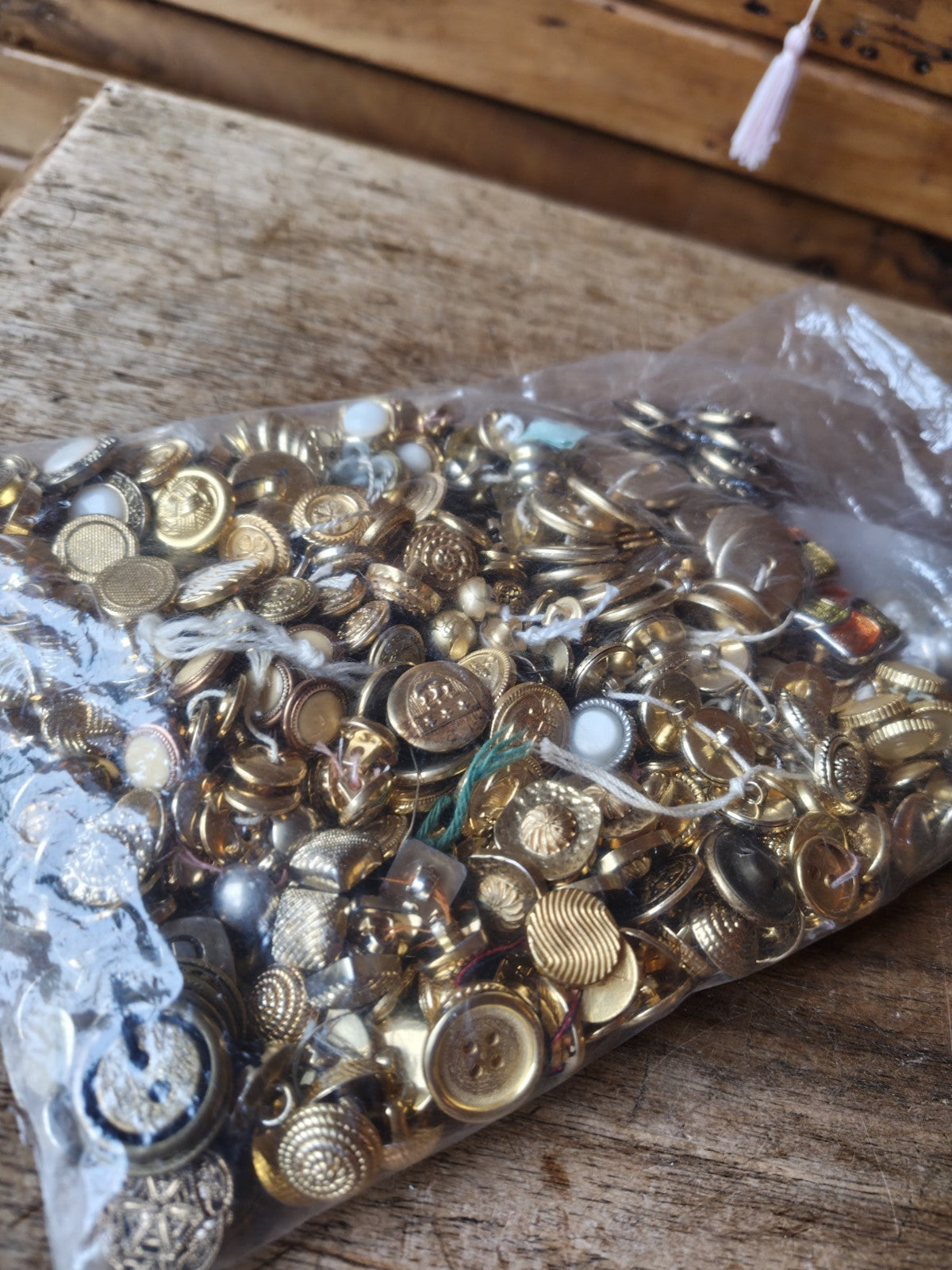 Large Lot of Bulk Vintage Gold Buttons France