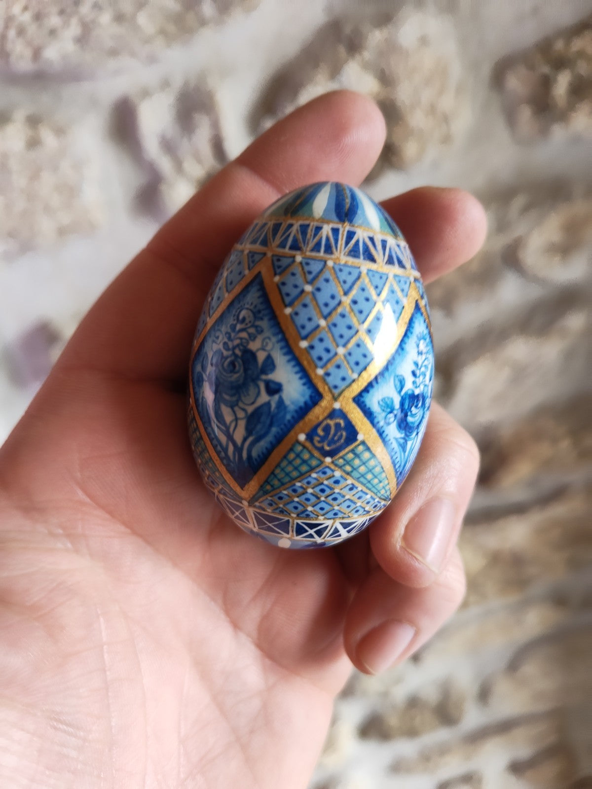Vintage Lot of Painted Wooden Eggs, India Kashmir