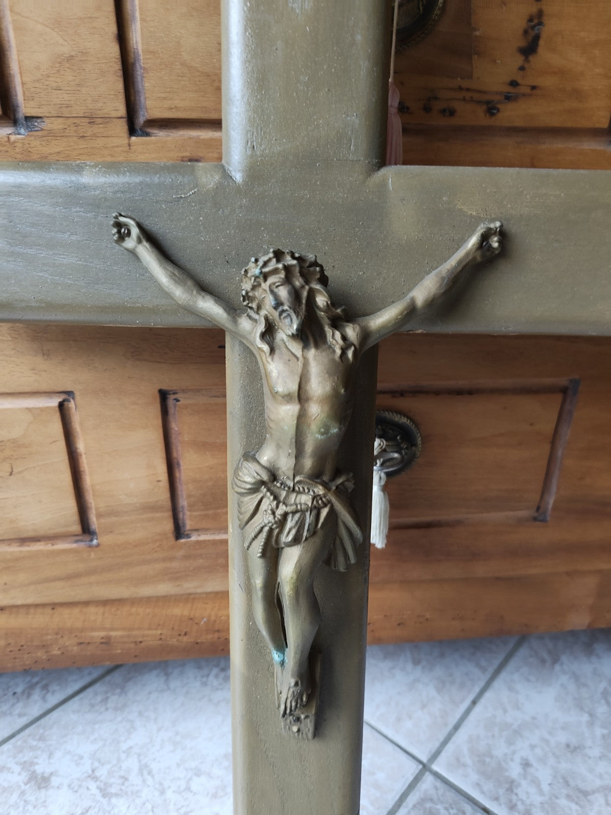 Imposing Antique French Wall Crucifix, Early 20th Century