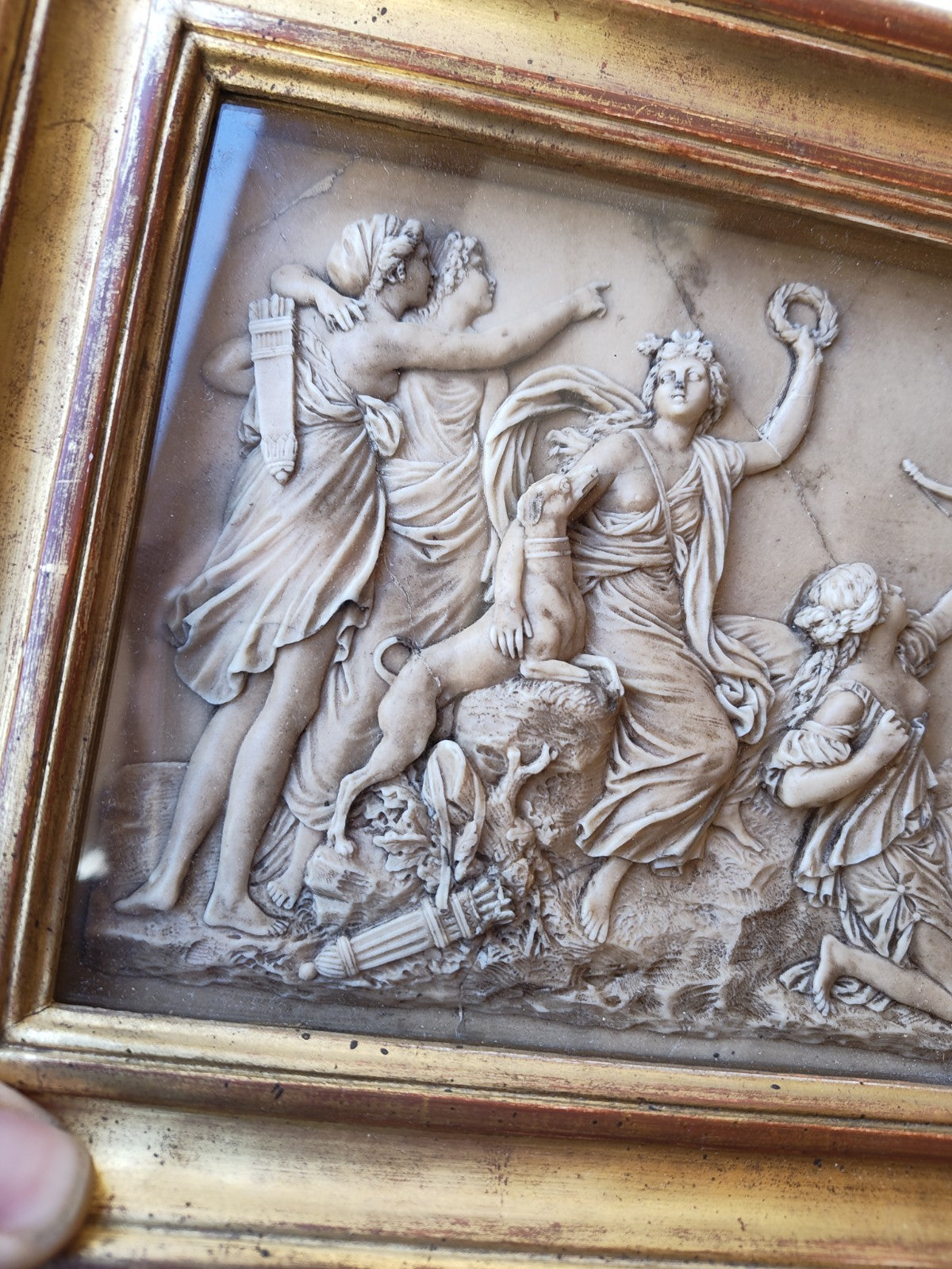 Superb Framed Antique Marble Bas-Relief