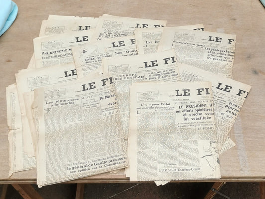 Lot of 20 Issues of Le Figaro 1945 WW2, Pétain, Japan, Nagasaki
