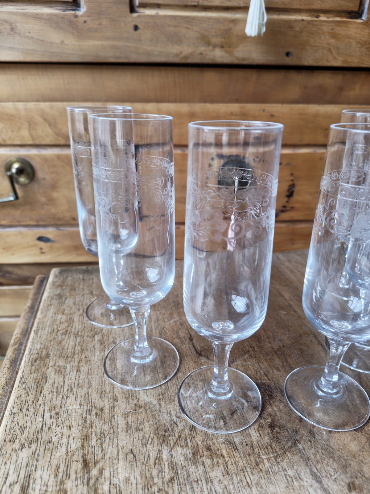 Set of 6 Champagne Flutes Cristal d'Arques Matignon FRANCE