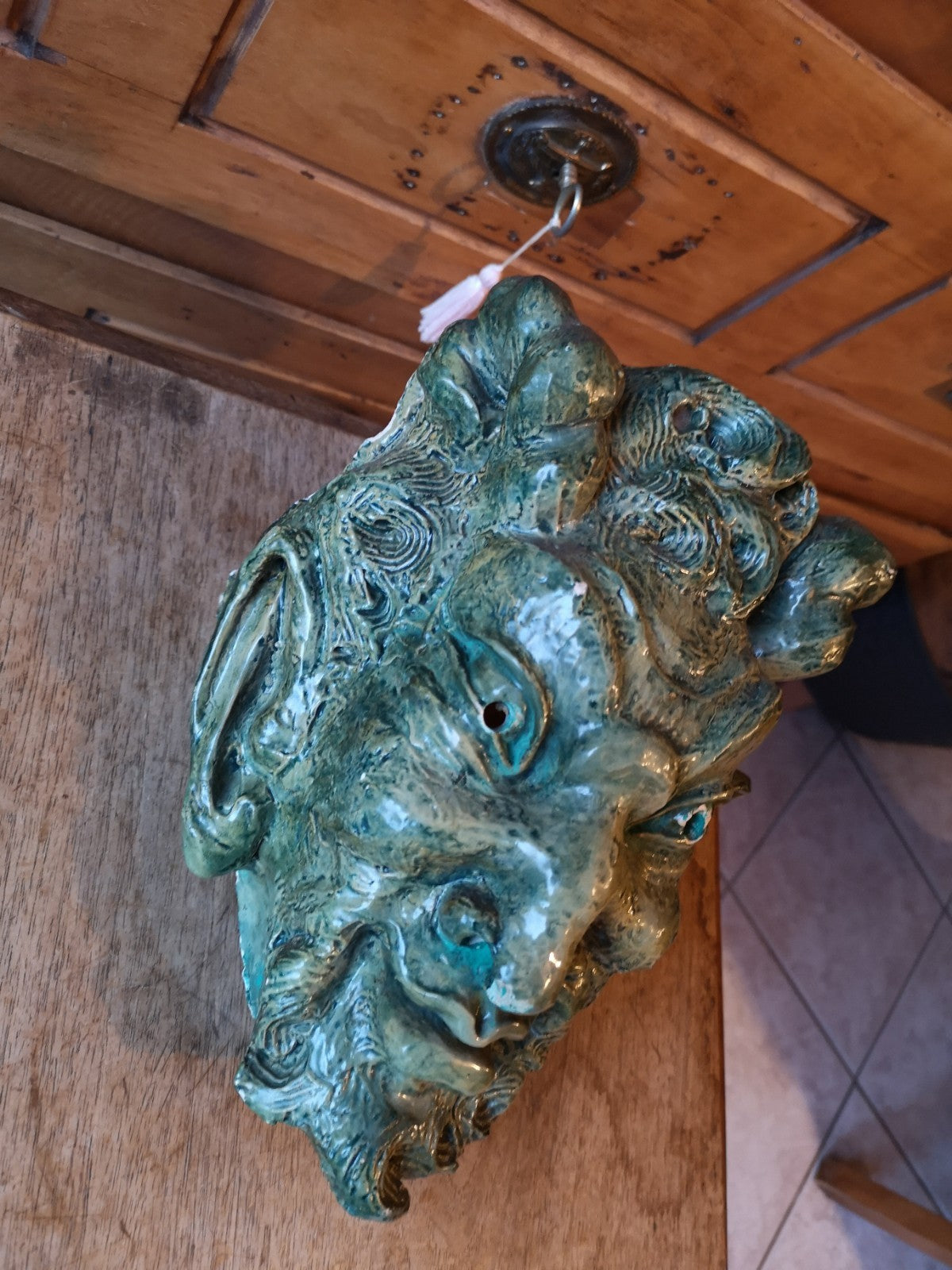 Strange Sculpture, Demon, Centaur, Mystic, Satyr Mask in Plaster