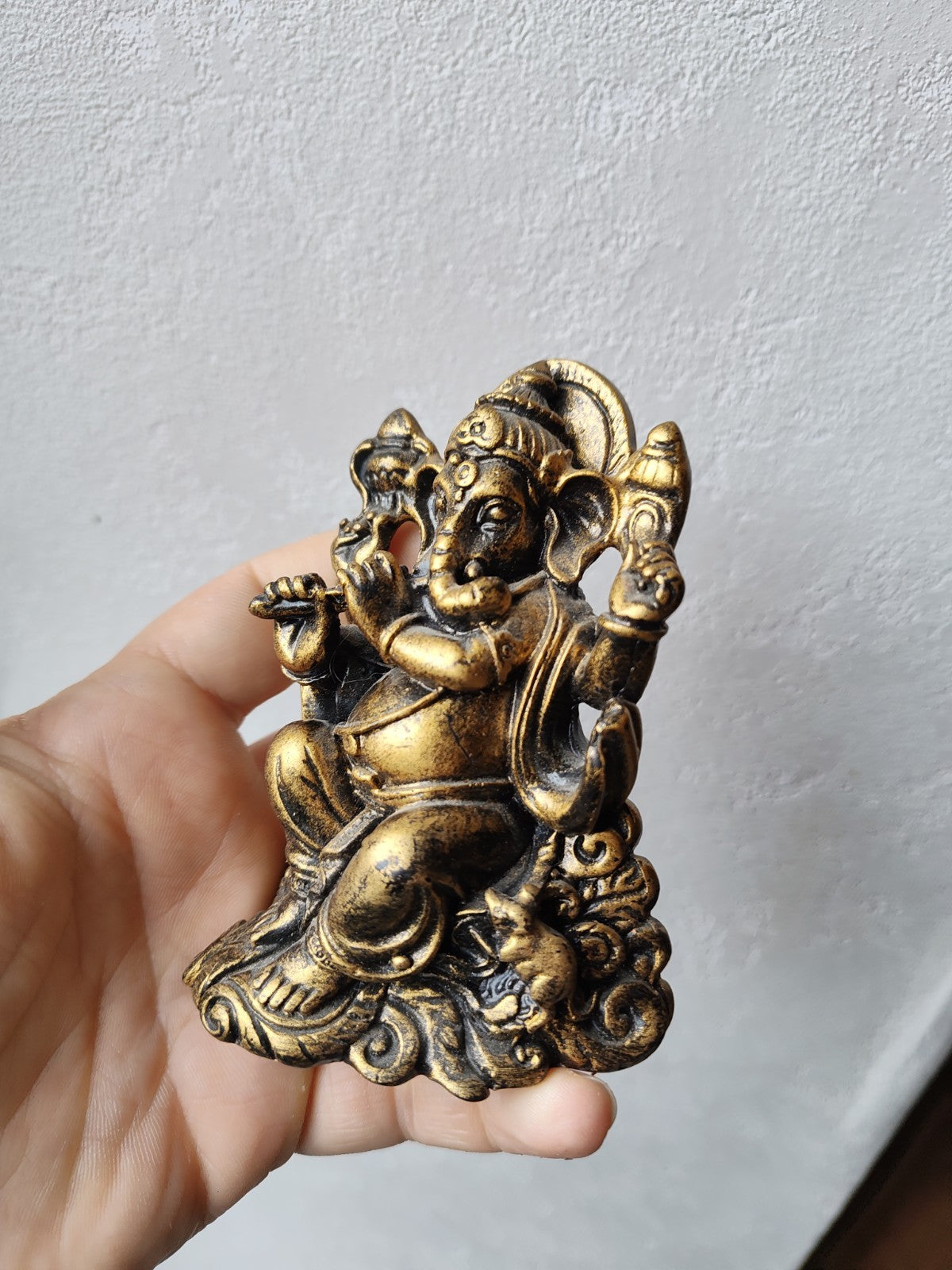 Ganesh Statue, Golden Resin, Ethnic Art, Hindu God