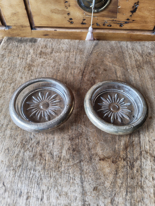 Glass Coaster, Silver Plated Crown Sterling