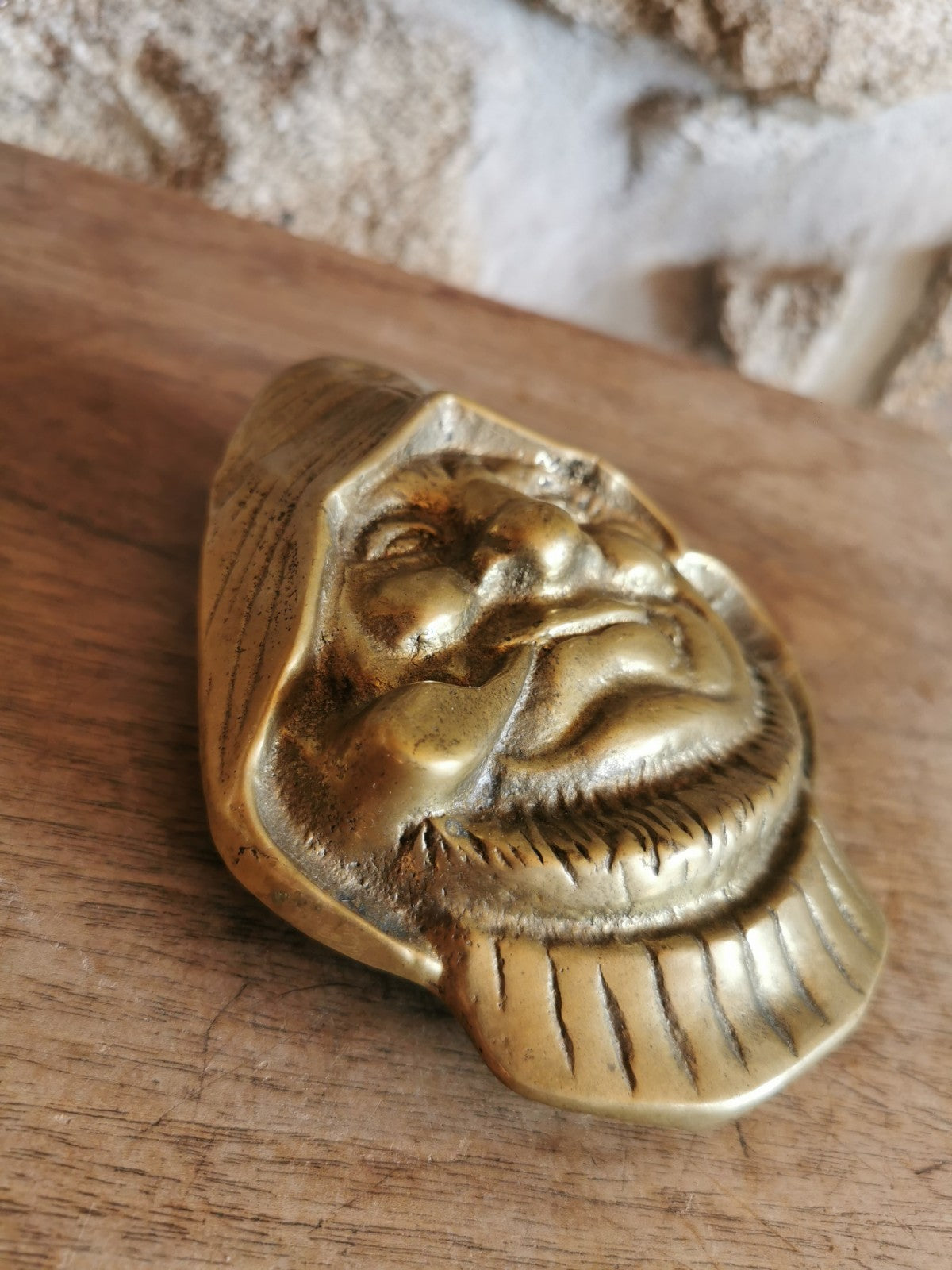 Superb Solid Brass or Bronze Door Knocker, Pipe-Smoking Figure