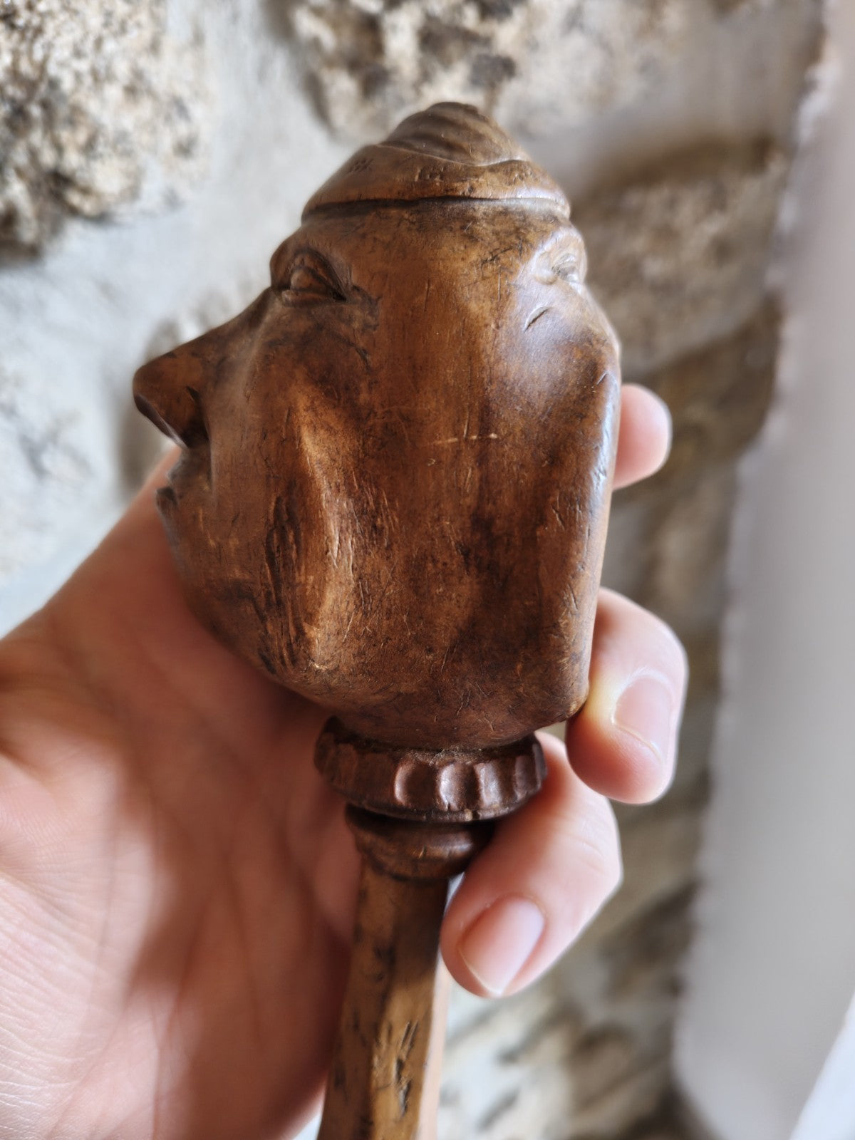 French Folk Art Nutcracker, Funny Character Head