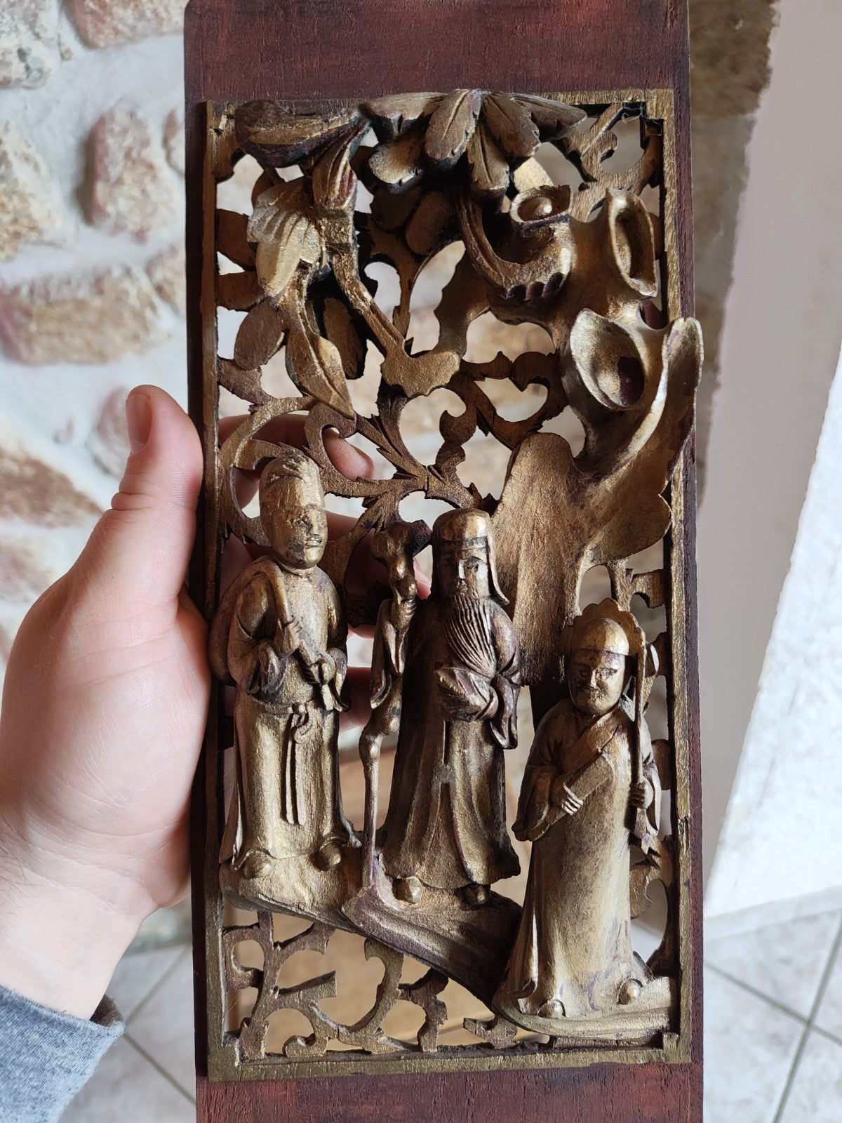 High Relief, Carved Wood, Engraving, China, 19th Century