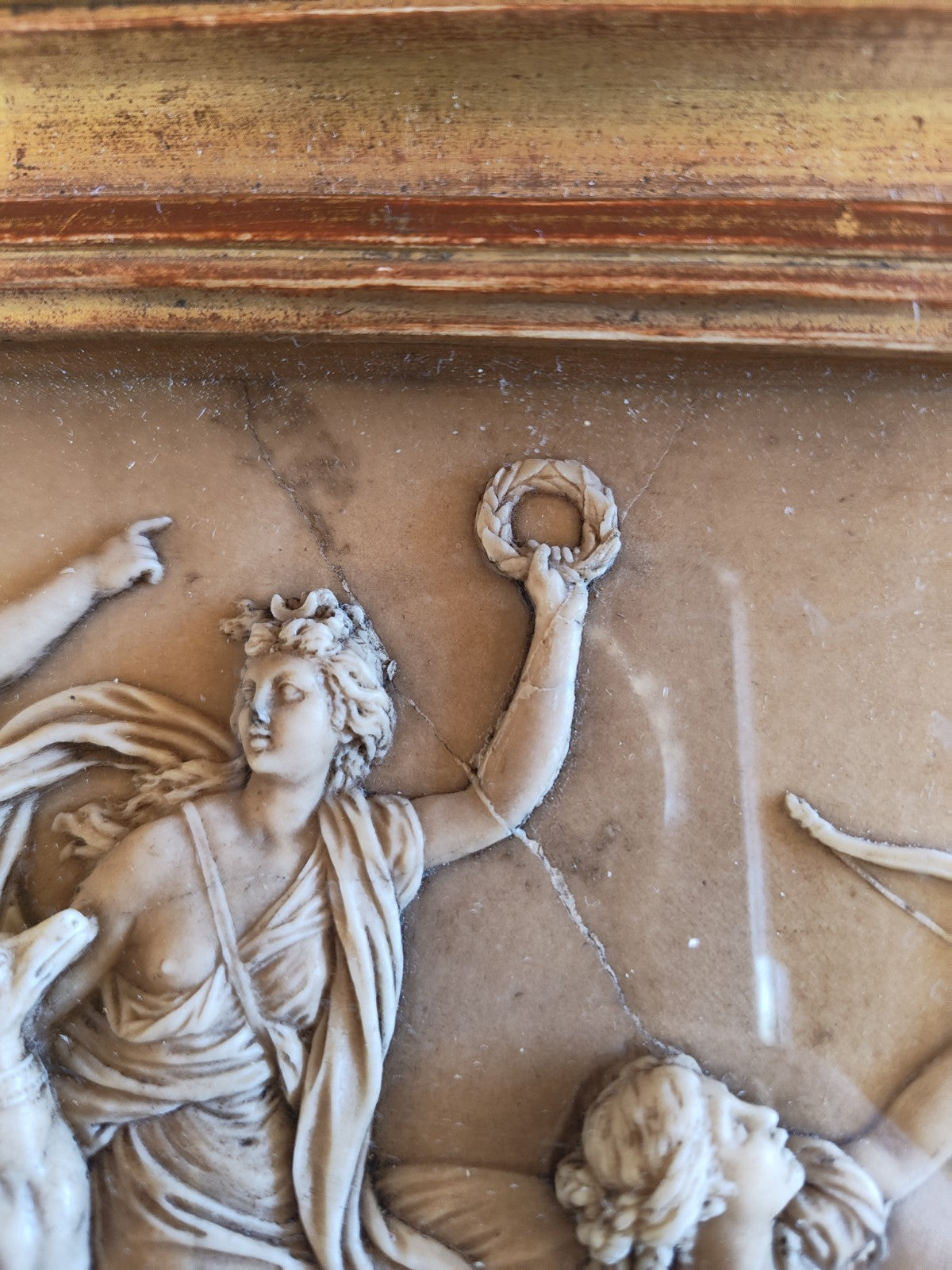 Superb Framed Antique Marble Bas-Relief