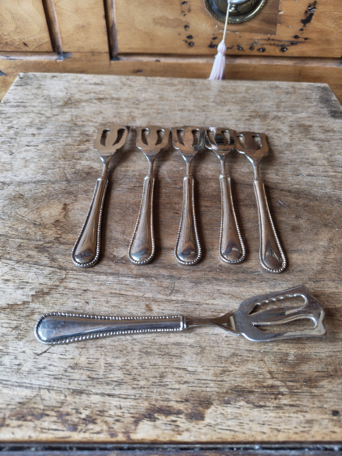 Set of Six Antique French Petit Four Spoons