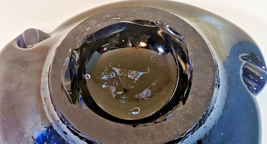Magnificent Black Blown Glass Ashtray in the Style of Murano