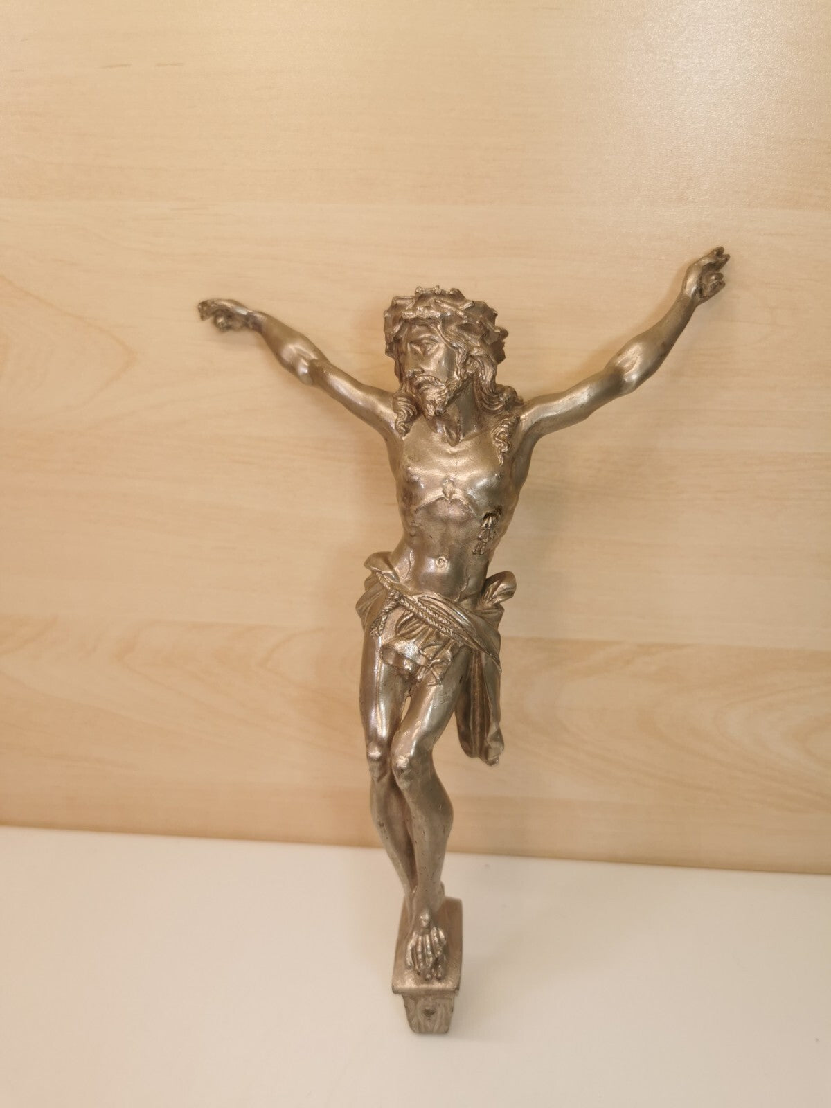 Superb Antique Christ Figure in Tin or Lead, Religion, Jesus, Christianity