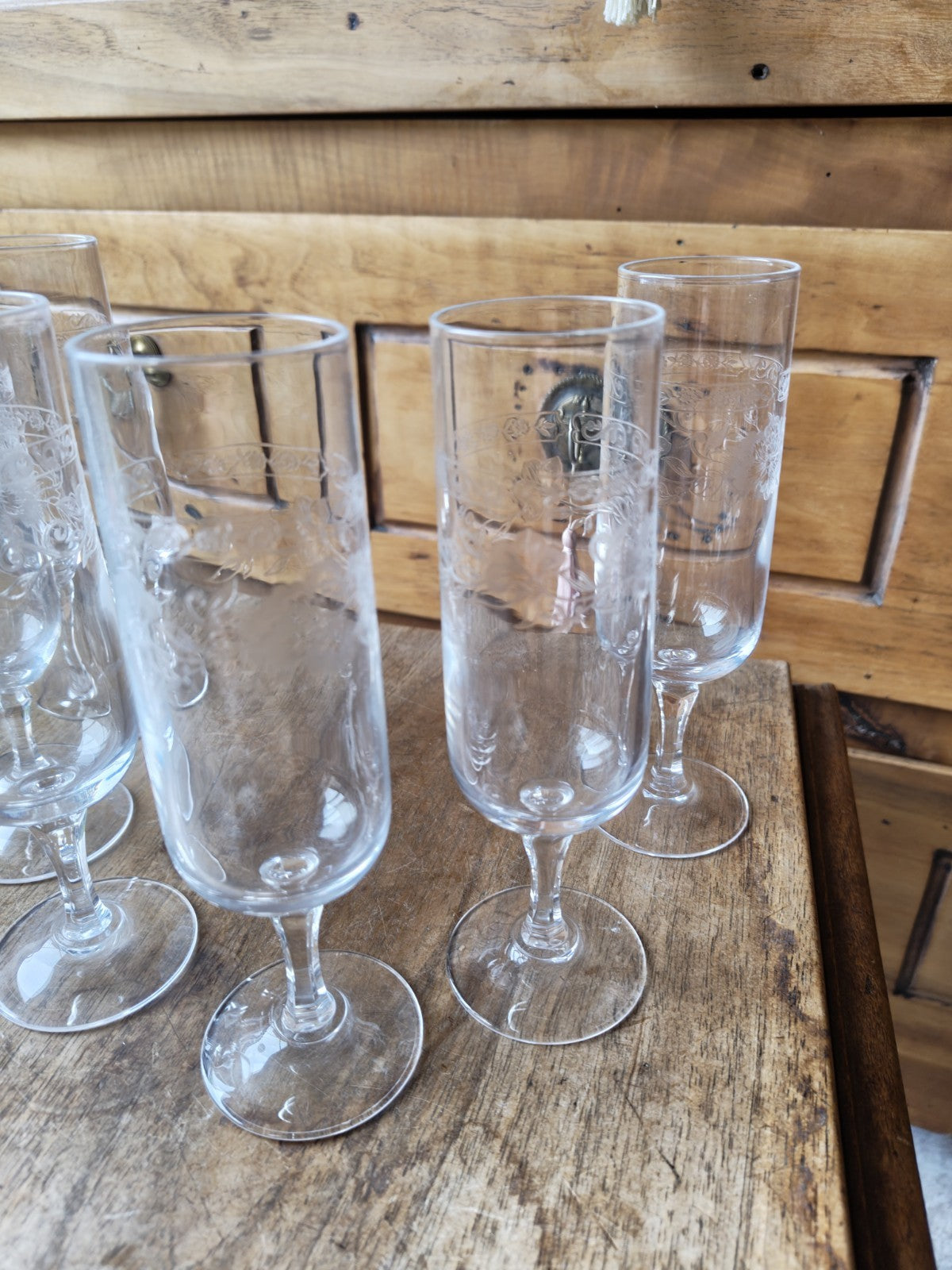 Set of 6 Champagne Flutes Cristal d'Arques Matignon FRANCE