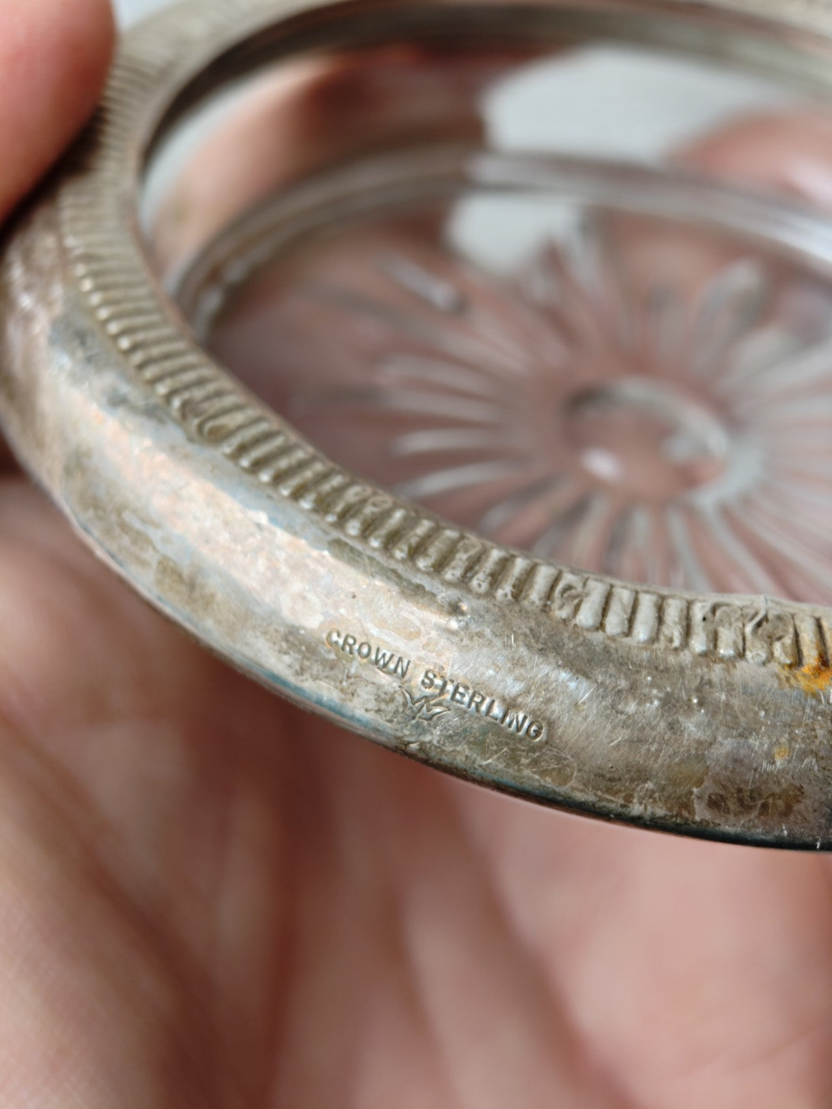 Glass Coaster, Silver Plated Crown Sterling