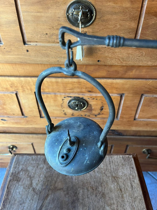 Antique 19th Century Rooster Oil Lamp, Miner's Oil Lamp
