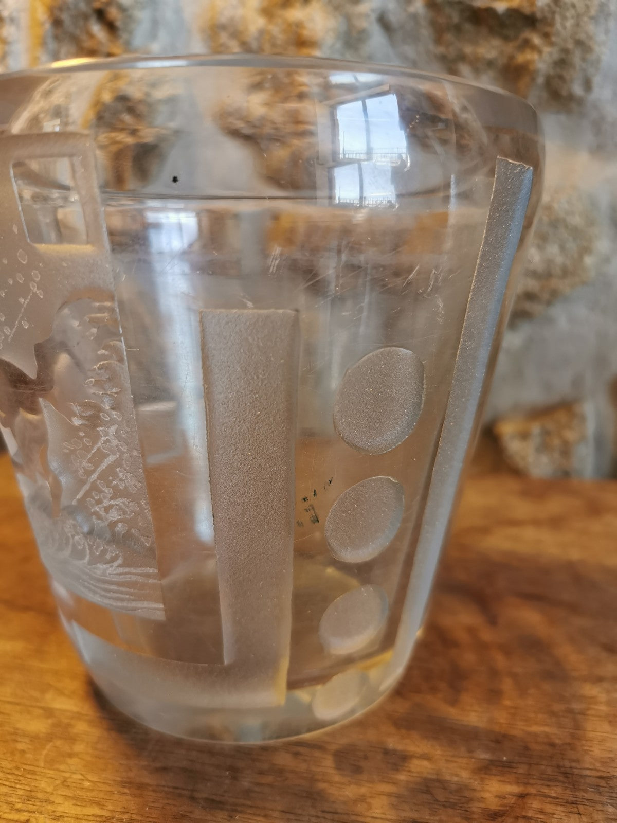 美しいリュネヴィル・ミュラーのアイスバケツ、馬、アールデコ