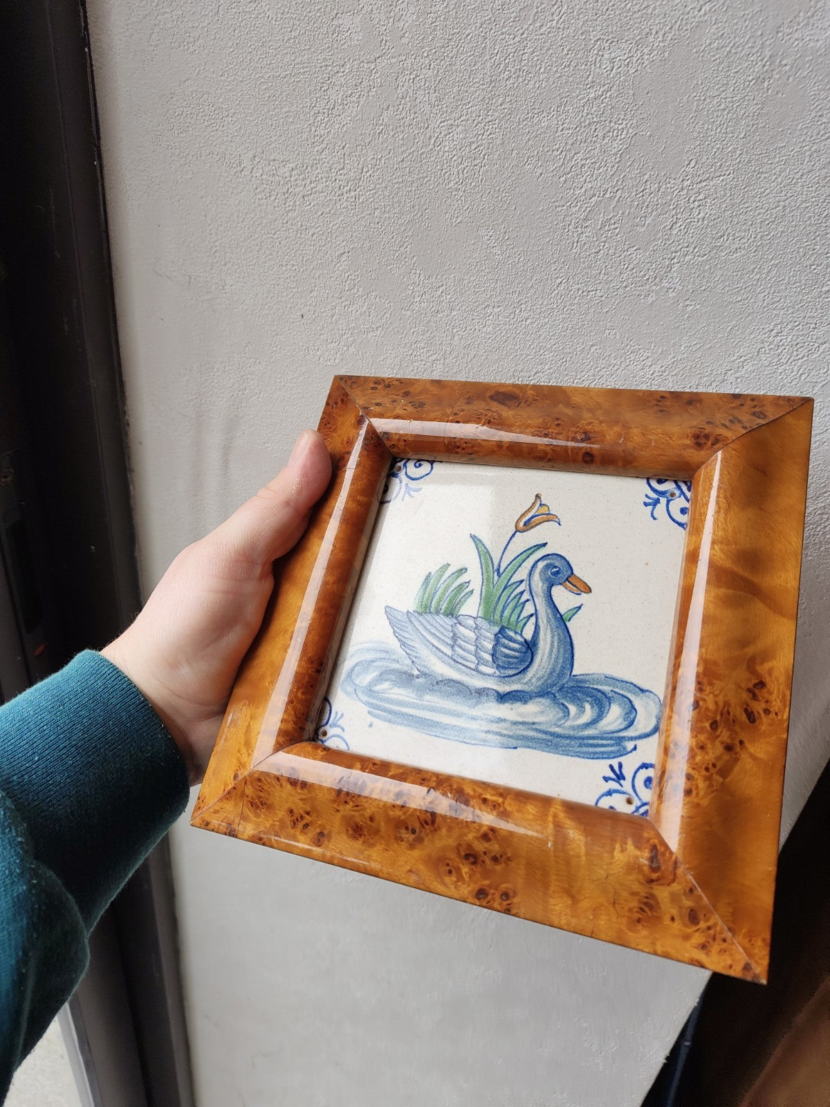 Hand-Painted 19th Century Tile, Delft? Blue, Antique
