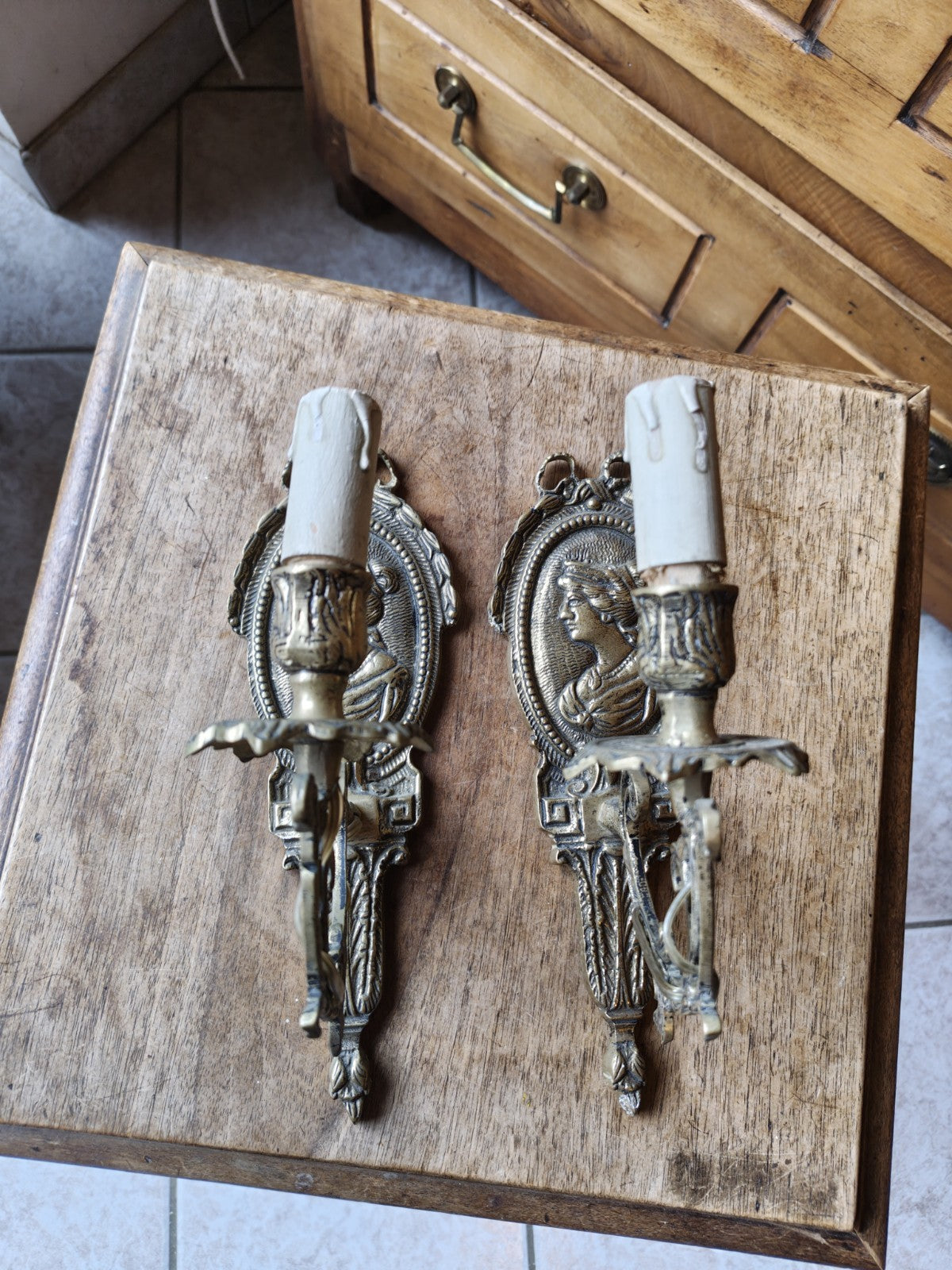 Superb Pair of Bronze Antique Wall Sconces, France
