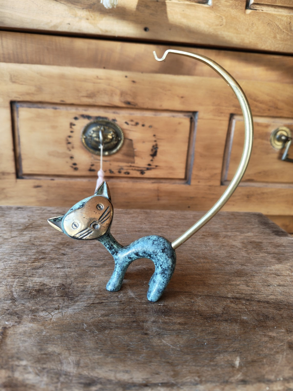 Cat Ring Holder in Brass by Walter Bosse