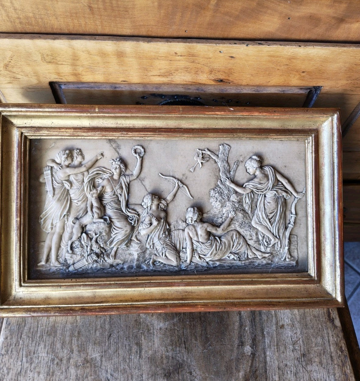 Superb Framed Antique Marble Bas-Relief