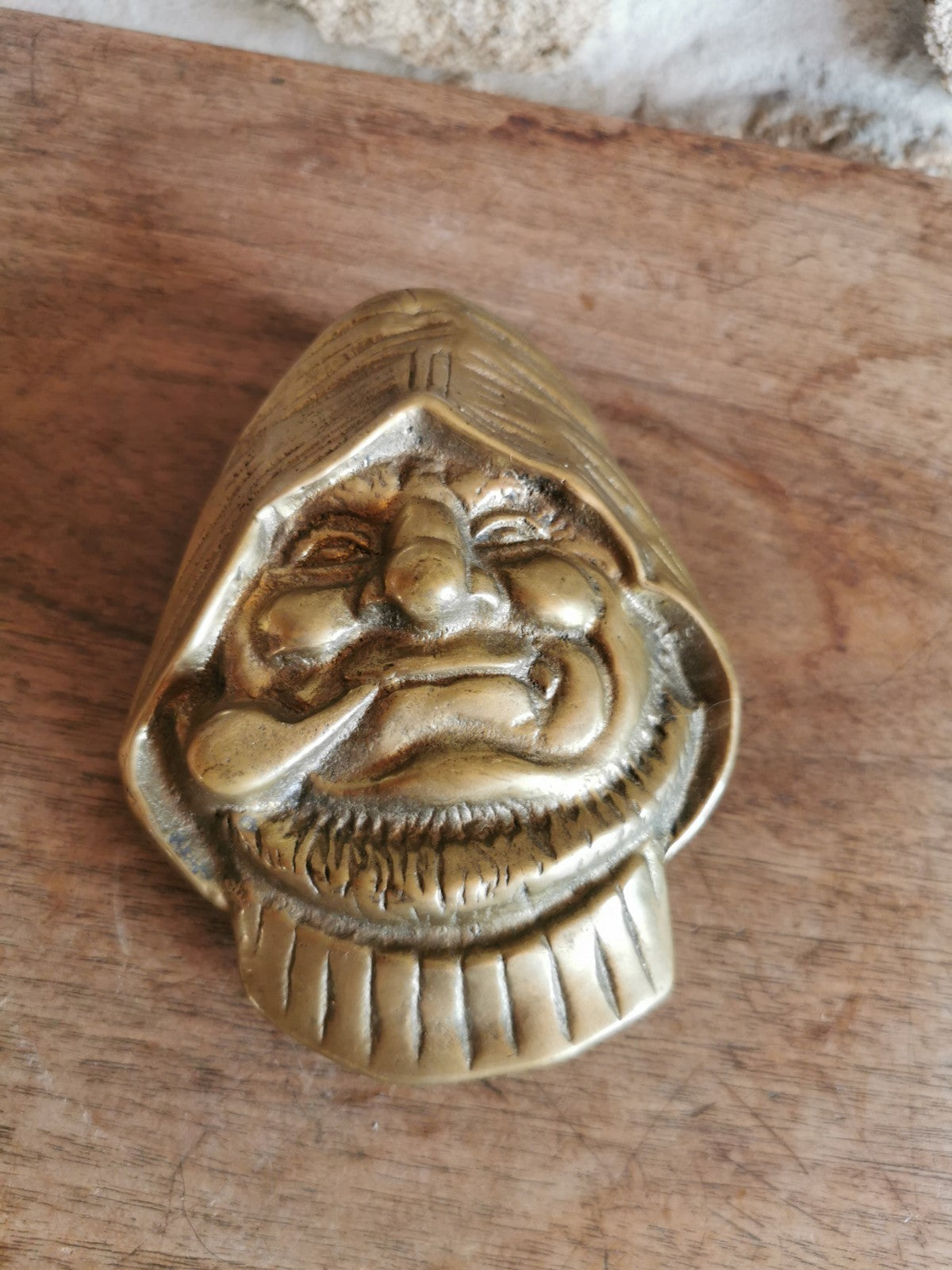 Superb Solid Brass or Bronze Door Knocker, Pipe-Smoking Figure