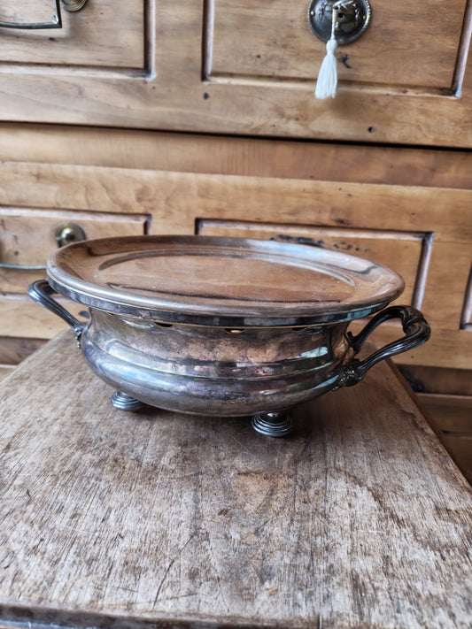 ディッシュウォーマー、銀メッキメタル、クリストフル、19世紀後半