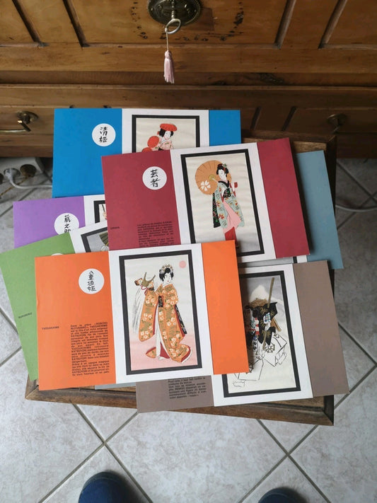 Lot of 8 Cards Depicting Theater Characters, Diurilix Pharmaceutical Advertisement