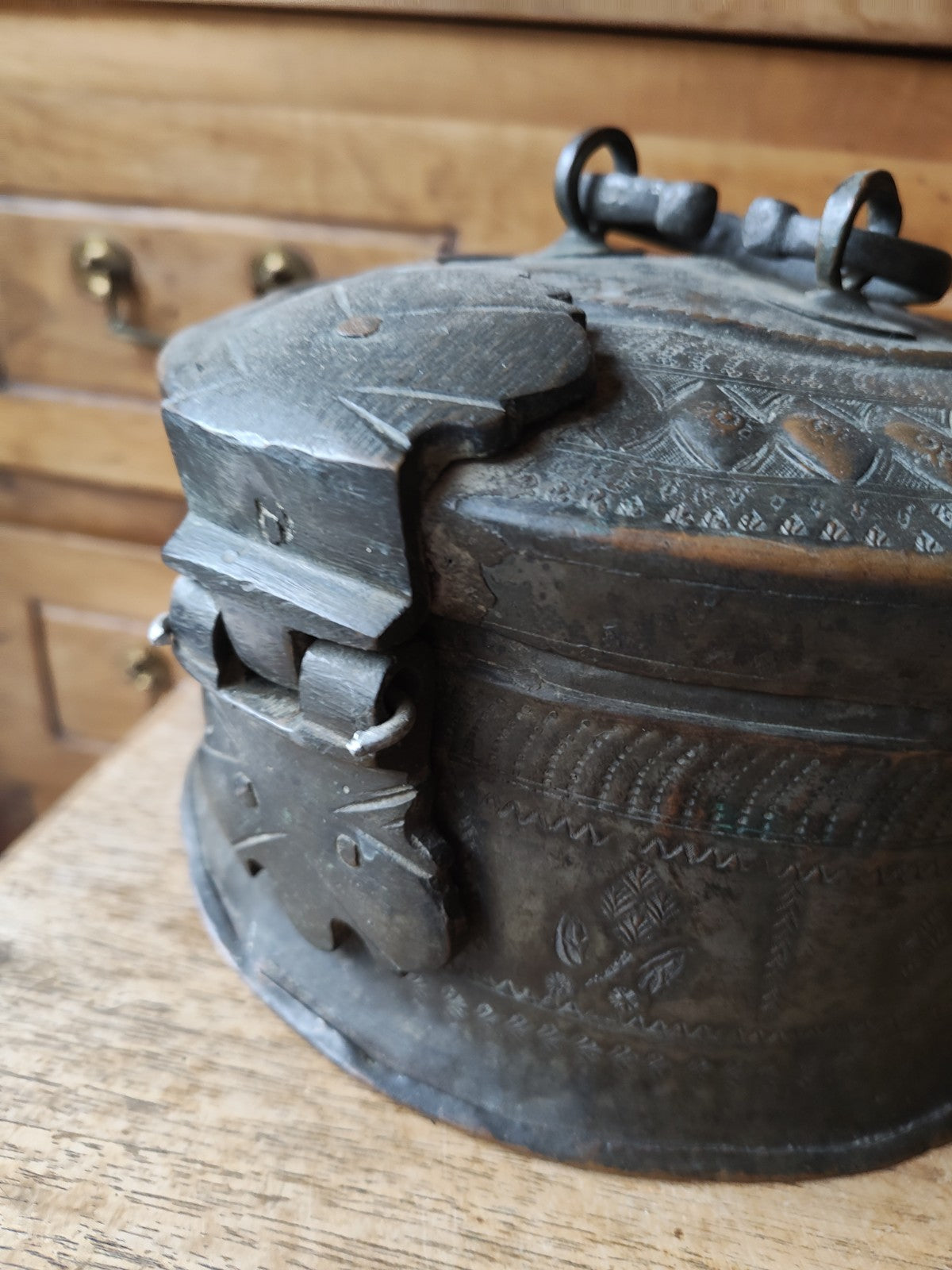 Indian or Persian Large Antique Copper Box