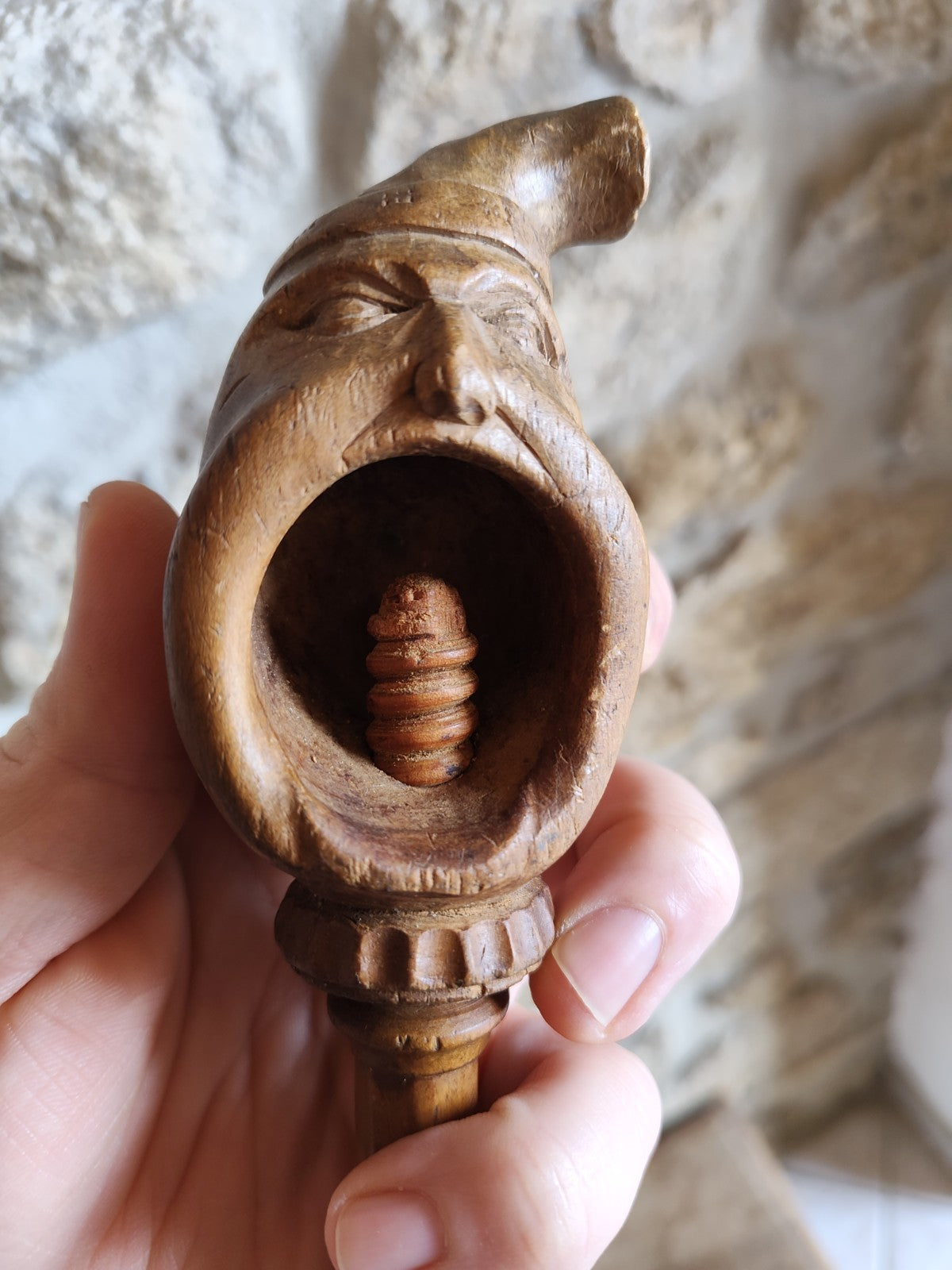 French Folk Art Nutcracker, Funny Character Head